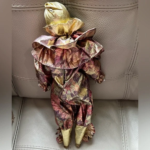 Vintage European Bijoux Brigitte Harlequin style porcelain doll